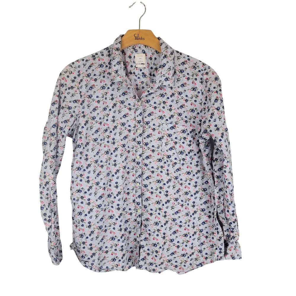 Gap the Fitted Boyfriend Button Down Shirt Floral Size Extra Large 100% Cotton